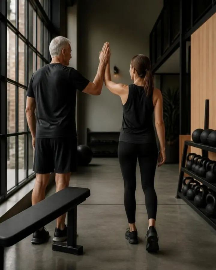 Twee sporters geven elkaar een high five